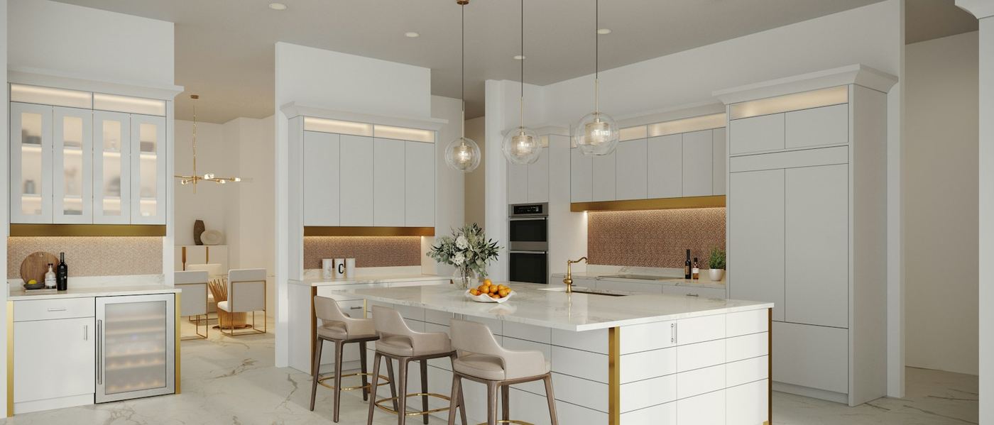 Bright estate kitchen with a marble island and built-in cabinetry typical of Los Altos Hills homes